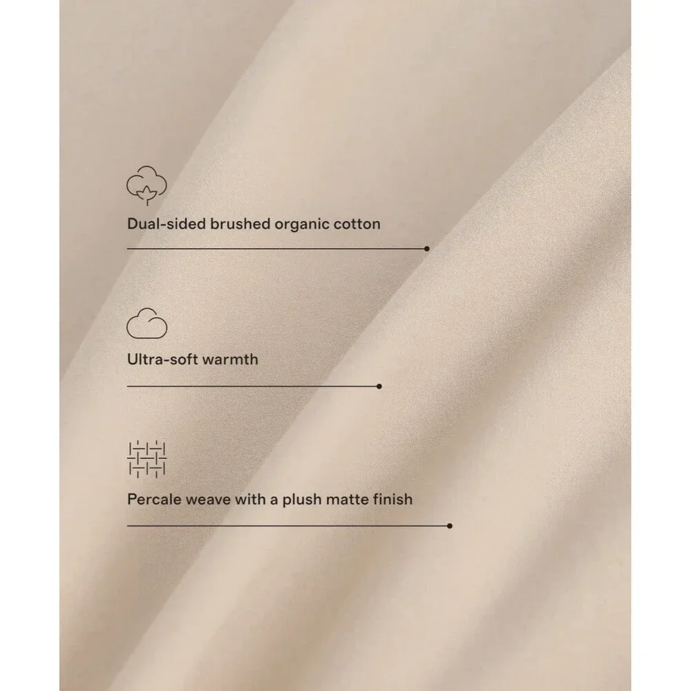 Quince Organic Brushed Cotton Duvet Cover Set Full Queen White NEW $114 Retail